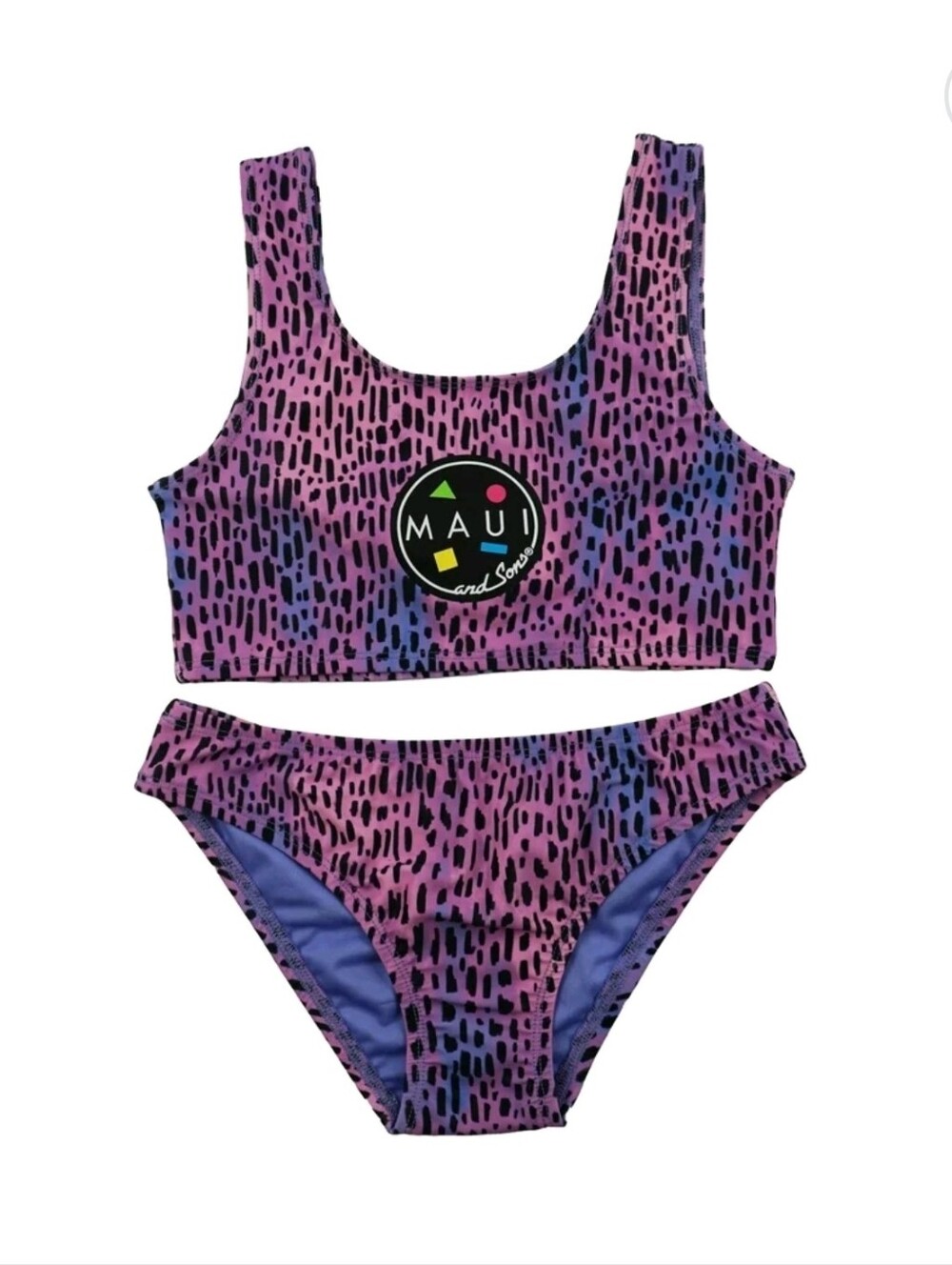 NWT! Maui & Sons Girls Purple Pink Organica Two Piece Bathing Suit 10/12